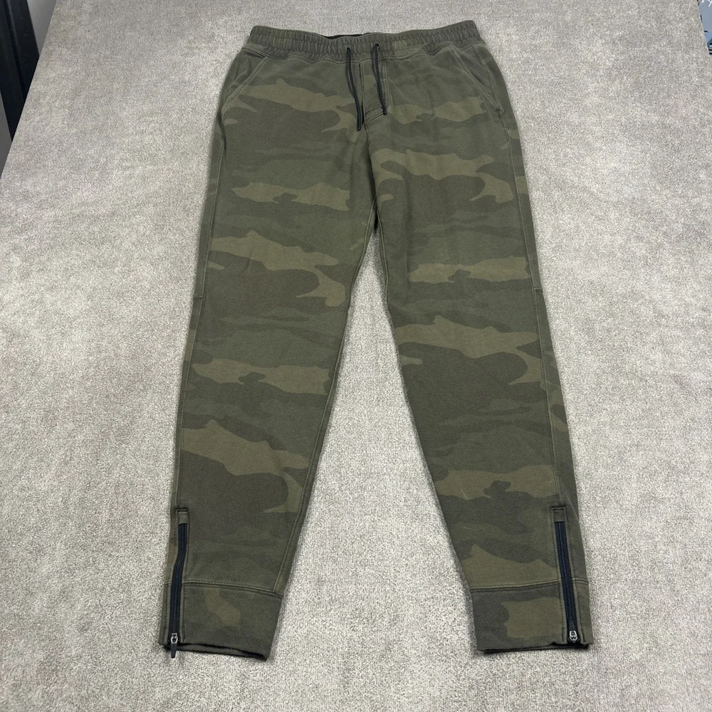 Abercrombie & Fitch Mens Camo Jogger Sweatpants Green Camouflage Medium Zip Legs